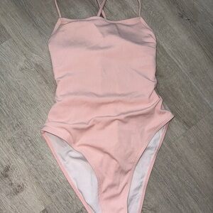 2/$15 SHEIN Pink Ribbed One-Piece Swimsuit